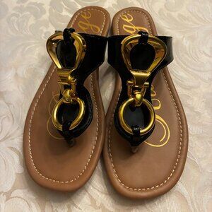 Rampage Flat Sandals with Gold Buckles - Sz 6